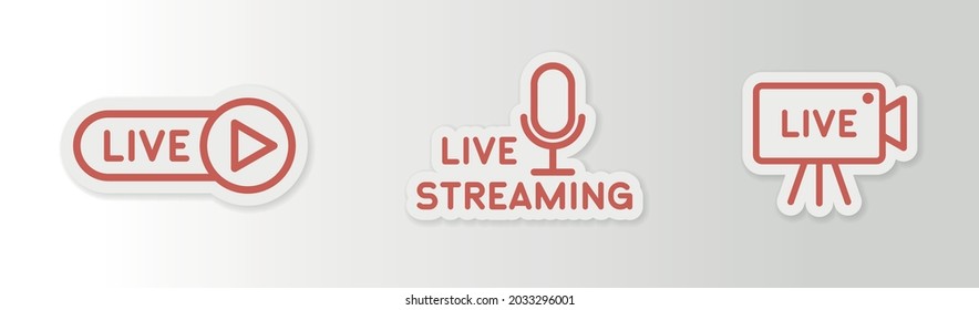 microphone, live, flat icon set for your design, vector illustration