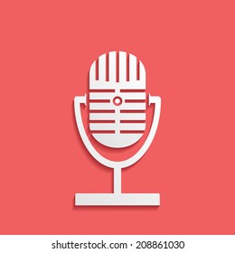 Microphone, Live, ON AIR, flat icon isolated on a red background for your design