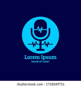 Microphone logo. Audio logo. Voice logo. Logo design in a modern and minimalist style. Suitable for Karaoke business
