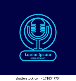 Microphone logo. Audio logo. Voice logo. Logo design in a modern and minimalist style. Suitable for Karaoke business