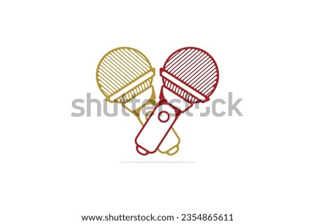 Microphone Logo for broadcast and show. Technology object icon concept. Musical element for singing vector logo.