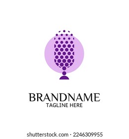 Microphone logo with circle design	