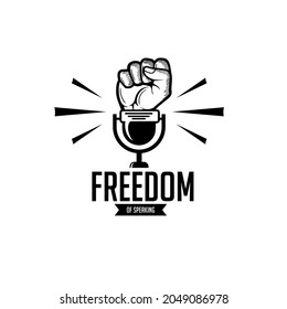 microphone logo with clenched fist.free speech logo