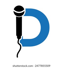 Microphone Logo combine with letter D vector template