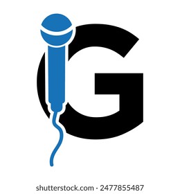 Mikrofon-Logo kombiniert mit Buchstabe G Vektorgrafik Vorlage