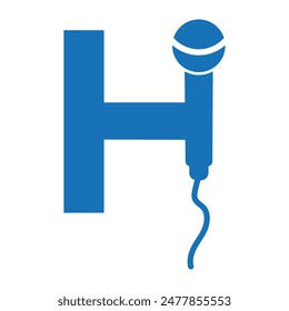 Microphone Logo combine with letter H vector template