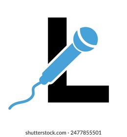 Microphone Logo combine with letter L vector template