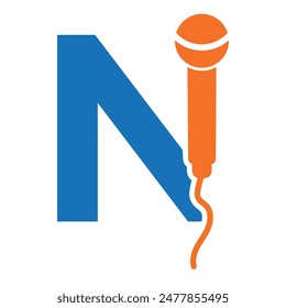 Microphone Logo combine with letter N vector template