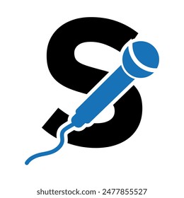 Microphone Logo combine with letter S vector template