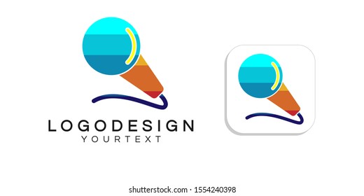 microphone logo design. icon app smartphone color full