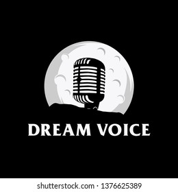 Microphone logo design with the moon