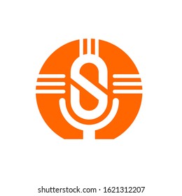 microphone logo design vector template