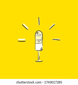Microphone logo in hand drawn style. Line and contour style. Vector stock illustration in cartoon style.