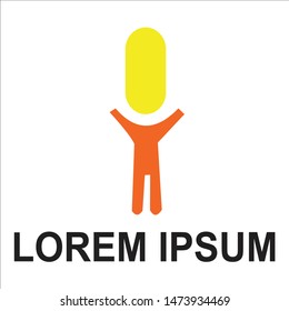 microphone logo and happy person vector