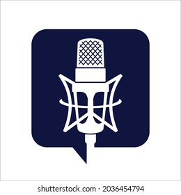 microphone logo icon with bubble talk.