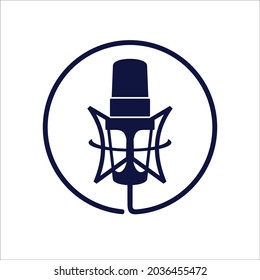 microphone logo icon with cable make the circle.