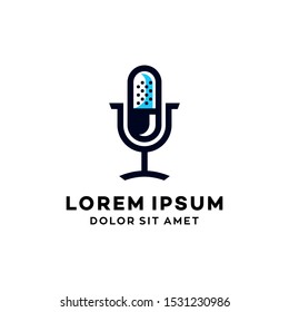 microphone logo icon for stand up comedian singer and podcast isolated on white background illustration