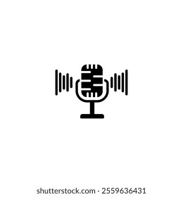 Microphone logo icon vector. Podcast icon silhouette on white background