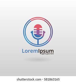 Microphone logo. Multicolored microphone logotype