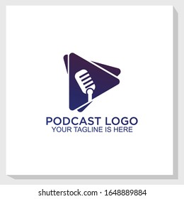 Microphone Logo Template Design Vector, Broadcast Logo Template, Podcast