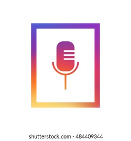 Microphone logo vector, clip art. Voice search. Also useful as icon, web UI element, symbol, graphic image, silhouette and illustration.
