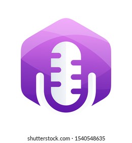 microphone logo vector, template, illustration