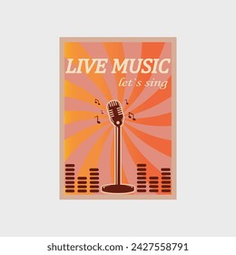 logotipo de micrófono vintage póster vector icono símbolo ilustración plantilla diseño
