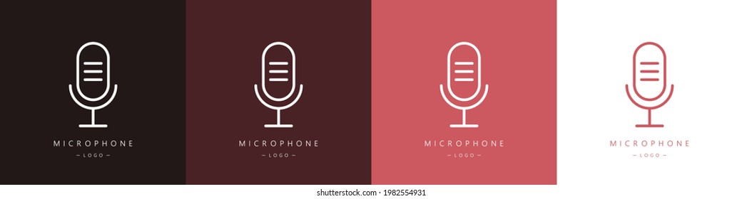 Microphone logos set. The concept of voice, karaoke, sound recording and vocals. Vector illustration