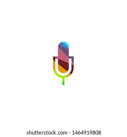 Microphone logotype, icon, vector illustration