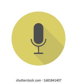 microphone long shadow icon. Simple glyph, flat vector of WEB icons for ui and ux, website or mobile application