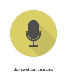 icono de la sombra larga del micrófono. Glifo simple, vector plano de iconos web para ui y ux, sitio web o aplicación móvil