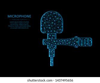 Microphone low poly design, mic holder, sound recording polygonal vector illustration on black background