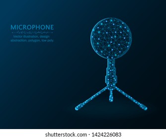Microphone low poly design, sound recording polygonal vector illustration
