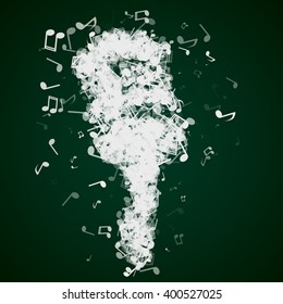 Microphone made from various music notes with different opacities