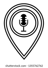 Microphone and map pin. logo concept. Designed for your web site design, logo, app, UI. podcast icon and map pin.