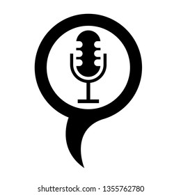 Microphone and map pin. logo concept. Designed for your web site design, logo, app, UI. podcast icon and map pin.