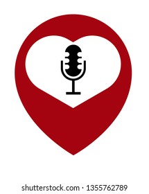 Microphone and map pin. logo concept. Designed for your web site design, logo, app, UI. podcast icon and map pin.