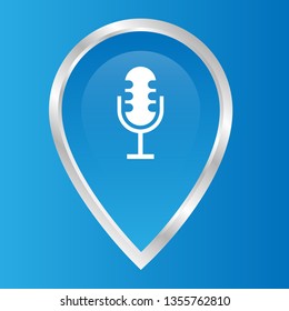 Microphone and map pin. logo concept. Designed for your web site design, logo, app, UI. podcast icon and map pin.
