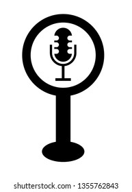 Microphone and map pin. logo concept. Designed for your web site design, logo, app, UI. podcast icon and map pin.