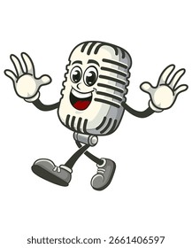 desenho animado de mascote de microfone em vetor