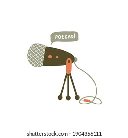 microphone media vector illustration in doodle style, media equipment on a white background