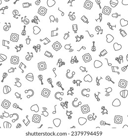Microphone, Mediator, Singer, Musical Note, Seamless Pattern for printing, wrapping, design, sites, shops, apps  