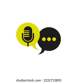 microphone in a message. Speaker icon. Communication concept. social media template. Vector illustration. stock image. 