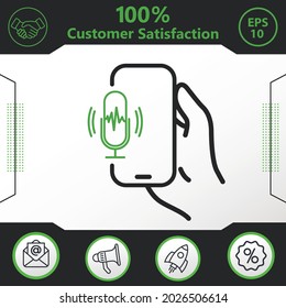 Mikrofon, Mikrofon, Gerät auf dem Handy Vektorsymbol - Modernes Design