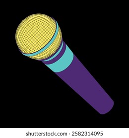 Microphone, mic icon design illustration on black background, Media Mic.