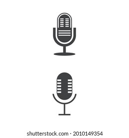 Microphone Mic Icon for Podcast Radio Broadcast for Entertainment Comedian or Sing Logo design inspiration