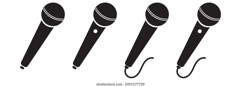 microphone, mic icon set design vector.