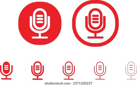 Microphone mic icon set in red color.