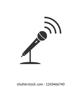 Microphone mic icon. Vector illustration, flat design.