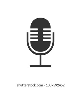 Microphone mic icon. Vector illustration, flat design.